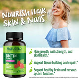 NATURELO Biotin Gummies - Supports Healthy Hair, Skin & Nails - High Potency 2500 mcg - Non GMO, Gluten Free - 60 Gummies