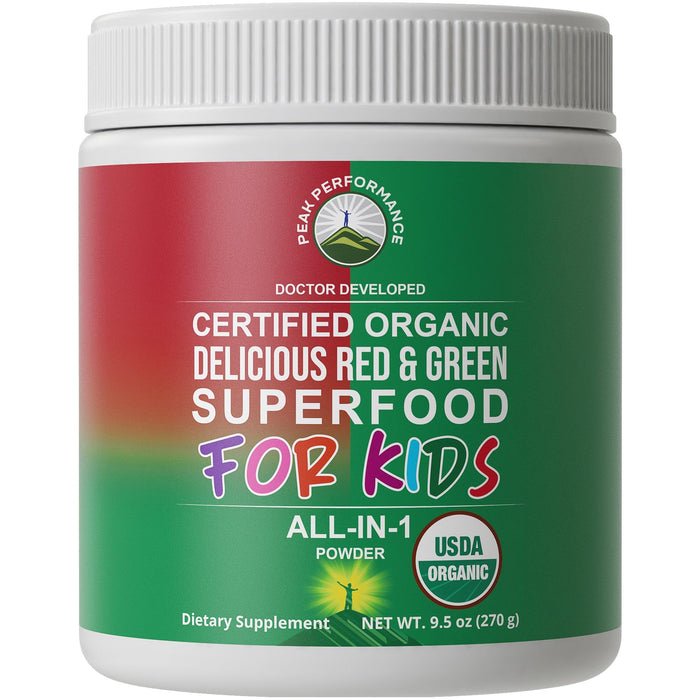 Kids Greens and Reds Superfood Powder. Best Tasting Organic Vegan Super Food Juice with 25+ Real Fruits and Vegetables. Gluten Free Real Food Vitamins. Green and Red Superfoods Supplement for Children