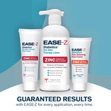 EASE-Z Diabetic Foot Cream. Clinically Proven Ingredients and ZINC Relieve Dry, Cracked, Callused Feet and Hands. Soothes Pain and Burning. Shea Butter moisturizes. Fast-Acting, Long-Lasting. 4.4 oz.