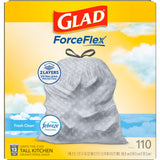 Glad Tall Kitchen Drawstring Trash Bags - Odorshield 13 Gallon White Trash Bag, Febreze Fresh Clean, 110 Count