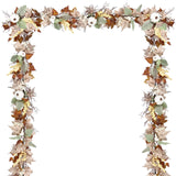 DearHouse Fall Garland Maple Leaf, 5.9Ft Hanging Vine Garland White with Pumpkins and Berries Thanksgiving Decor for Home Wedding Fireplace Party Christmas (White&Brown)