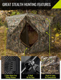 TIDEWE Hunting Blind See Through with Carrying Bag, 2-3 Person Pop Up Ground Blinds 270 Degree, Portable Resilient Hunting Tent for Deer & Turkey Hunting (Camouflage)