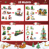 Advent Calendar 2024 - Christmas Building Blocks Holiday Gifts for kids Teen 24 Days Surprise Gift Box Christmas Countdown Calendar for Girl Boys 6 In 1 Santa Tree Train House Block Toy Set