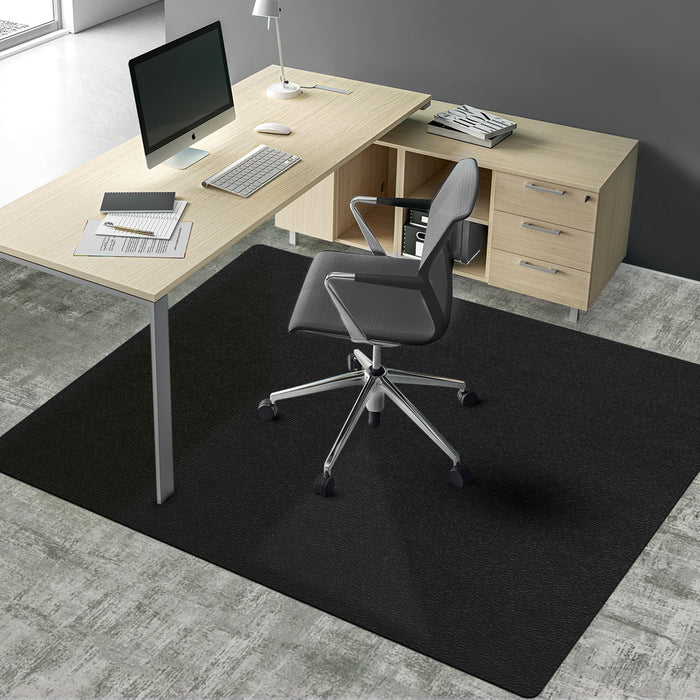 QQpony Office Chair Mat, 60" x 46" Large Chair Mat for Carpeted Floors, Heavy Duty Floor Protector Rolling Computer Desk Mat with Grips, Vinyl Floor Mat for Home Office (Black)