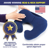 Sunnybay Chiropractic Neck Pillow Recliner- Travel Pillow for Neck Therapy, Stress & Pain Relief - Therapeutics Neck Pillow - Original Neck Support (Large, Navy Blue)