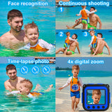 PROGRACE Kids Waterproof Camera for kids Action Video Digital Camera 1080 HD Toy Camera for Boys Birthday Christmas New Year Gifts, Blue