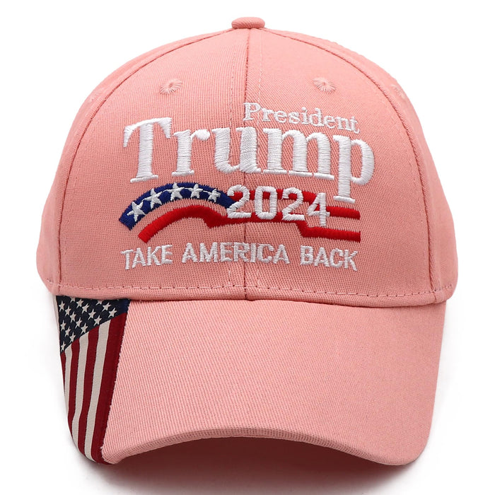 Trump Merchandise Trump Hat 2024 for President MAGA Hat Make America Great Again with USA Flag Cap Donald Trump Gifts Pink