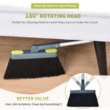 Jekayla Broom and Dustpan Set for Home with 54" Long Handle, Upright and Lightweight Dust pan and Brush Combo for Kitchen Room Office Lobby Floor Cleaning, Dark Green