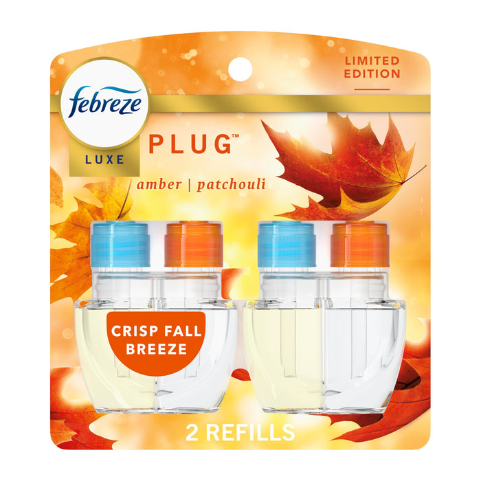 Febreze Odor-Fighting Fade Defy PLUG Air Freshener Crisp Fall Breeze, .87 fl. oz. Oil Refill, 2 Count