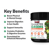 FORCE FACTOR Smarter Greens Superfoods + Energy Powder, Greens Powder with Plant-Based Caffeine, Probiotics, and Digestive Enzymes, Superfood Powder to Boost Energy and Support Immunity, 30 Servings