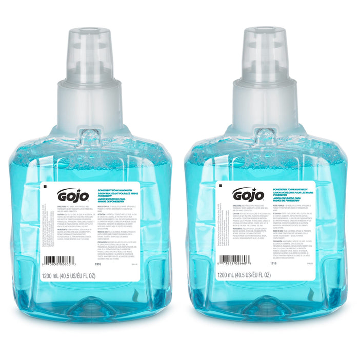 GOJO Pomeberry Foam Handwash, Pomegranate Scent, 1200 mL Hand Soap Refill for GOJO LTX-12 Dispenser (Pack of 2) - 1916-02