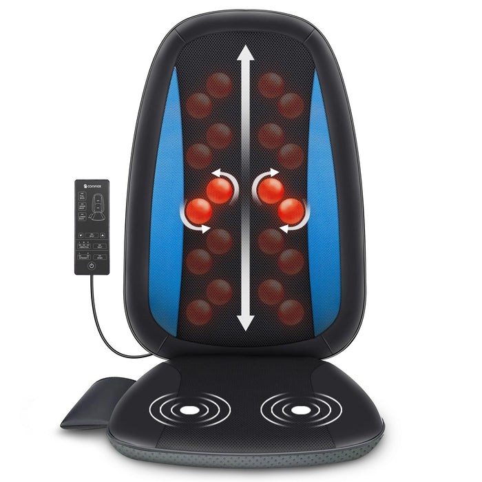 COMFIER Shiatsu Back Massager with Heat -Deep Tissue Kneading Massage Seat Cushion, Massage Chair Pad for Full Back, Electric Body Massager for Home or Office Chair use, Gifts for Men, Dad