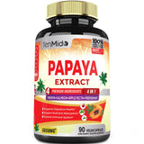 Papaya Leaf Extract Supplements Capsules 5650mg, 3 Months Supply with Kalmegh, Apple Pectin, Peppermint - Improved Digestion Function - 90 Vegan Capsules