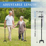 Kormivi Walking Cane for Women & Men, Large Base Quad Cane with Adjustable LED Light,Height Adjustable Canes for Men with Anti-Slip Bottom Tips, Walking Stick with Wrist Strap