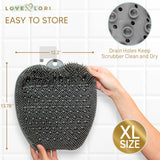 Love, Lori Shower Foot Scrubber Mat & Foot Cleaner - Silicone Foot Scrubber in Shower to Improve Circulation, Soothe Achy Feet for Men & Women, Great Foot Care – X-Large (Grey)