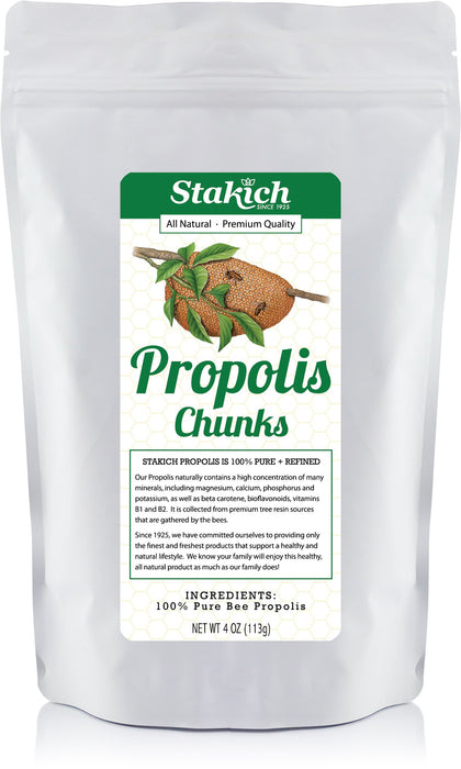 Stakich Bee Propolis Chunks - Pure, Natural - 4 Ounce