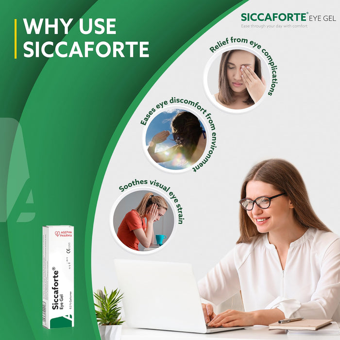 Siccaforte Eye Gel with Carbomer | Smooth, Moisturizing for Fresh Eyes | Soothing and Sore Eyes | Comfortable on Eyes for Day Time Use