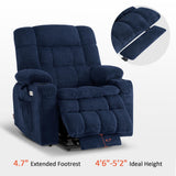 MCombo Small Dual Motor Power Lift Recliner Chair Sofa with Massage and Heat for Elderly People Petite, Infinite Position, USB Ports, Fabric 7893 (Small-Regular, Navy Blue)