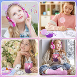 Unicorn Gifts for Girls Age 5 6 7 8 9 10+ Years Old, Birthday Gifts for Girls with 3.5mm Wired Headphone Plush Diary Purse Water Bottle, Unicorn Toys for Daughter Granddaughter Ages 6-8 on Christmas