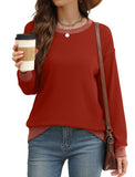 Saloogoe Sweatshirts for Women Long Sleeve Tops Christmas Sweaters Winter Clothes 2024 Red M