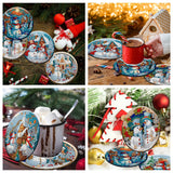 8 Pieces Christmas Snowman Diamond Coasters with Holder DIY Cute Christmas Snowman Diamond Art Coasters 5d Diamond Coasters for Beginners Adults for Christmas Holiday Gift