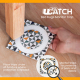 UCatch Bed Bug Trap for Bed Legs – 12 Pack, Eco-Friendly, Safe & Reliable Sticky Bed Bug Interceptor for Home, Adhesive Insect Blocker, Monitor, and Detector for Bed Bug Control and Termination