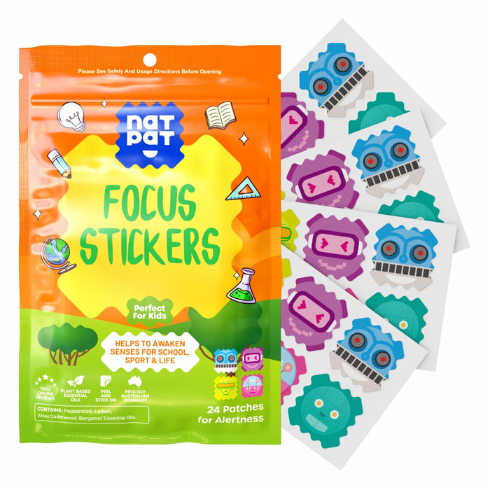 NATPAT BuzzPatch Focus Patch Focus Enhancing Stickers for Kids and Adults (24 Pack) – Natural Patch - Chemical and Drug Free, Healthy Brain Supports for Attention, Focus, and Concentration