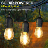 Stright Solar Powered String Light 100FT with Remote Control 8 Light Modes, Weatherproof Shatterproof S14 LED Bulb 30 Sockets for Backyard Porch Cafe Halloween Christmas Decorations