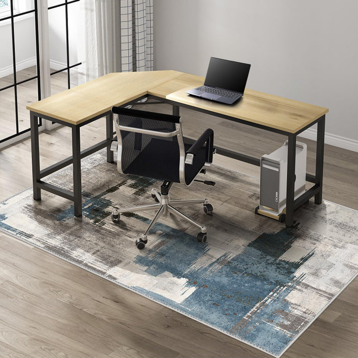 Kuyal Office Chair Mat for Hardwood Floor, 48 x 60 inches Computer Gaming Chair Mat, Low Pile Carpet Desk Chair Mat, Anti-Slip Floor Mats Wood/Tile Protection Mat(48'' x 60'', Modern Blue)