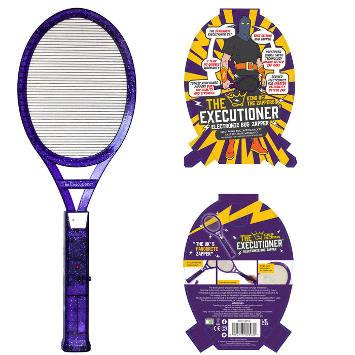 The Executioner Fly Killer Mosquito Swatter Racket Wasp Bug Zapper Indoor Outdoor (Purple)