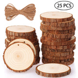 Fuyit Natural Wood Slices 25 Pcs 3.1-3.5 Inches Craft Wood Kit Unfinished Predrilled with Hole Wooden Circles Tree Slices for Arts and Crafts Christmas Ornaments DIY Crafts