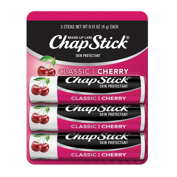 ChapStick Classic Cherry Lip Balm Tubes for Lip Care - 0.15 Oz (Pack of 3)