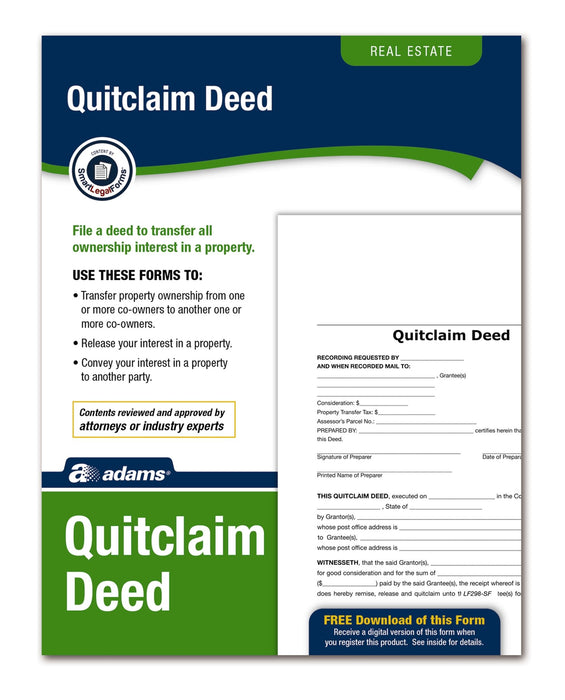 ADAMS Quitclaim Deed, Forms and Instructions (LF298) , White