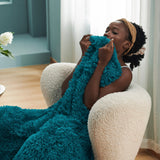 Bedsure Soft Teal Throw Blanket for Couch, Fluffy Fuzzy Blankets & Throws for Bed, Sofa, Cozy Plush Sherpa Fleece Faux Fur Blanket, Thick Warm Christmas Blanket Gifts for Women, Men, 50x60