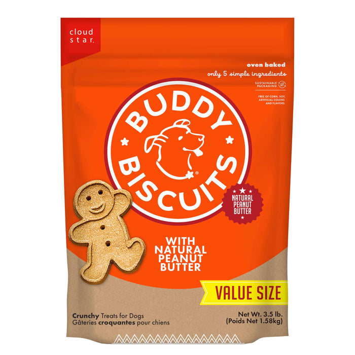 Buddy Biscuits 3.5 lbs. Bag of Crunchy Dog Treats Made with Natural Peanut Butter