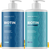 Volumizing Biotin Shampoo and Conditioner Set - Sulfate Free Shampoo and Conditioner for Dry Damaged Hair Care - Thinning Hair Shampoo and Conditioner with Nourishing Biotin and Rosemary Oil