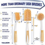 Dish Brush Set of 4 with Bottle Water Brush, Dish Scrub Brush, Scrubber Brush and Straw Brush - Kitchen Scrub Brushes Ergonomic Non Slip Long Handle for Cleaning Cleaner Wash Dish Sink Dishes Cup Pot