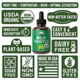 USDA Organic Milk Thistle Extract Vegan Liquid Drops. Liver Detox Herbal Supplement. Zero Sugar, Great for Digestion and A Cleanse. Pure Organic Milk Thistle Tincture Supplements for Women and Men