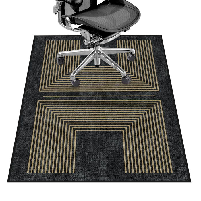 Office Chair Mat for Hardwood Floor&Tile Floor,36"X 48" Heavy Duty Desk Chair Mat for Hard Floors,Under Desk Rug for Rolling Computer Chair,Anti Slip,Low Pile Carpet Floor-Geo Black
