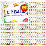 DMSKY 108 Pack Lip Balm, Natural Lip Balm Bulk with Vitamin E and Coconut Oil, Moisturizing Lip Balm for Dry Cracked Lips, Lip Balm for Stocking Stuffers-12 Flavors