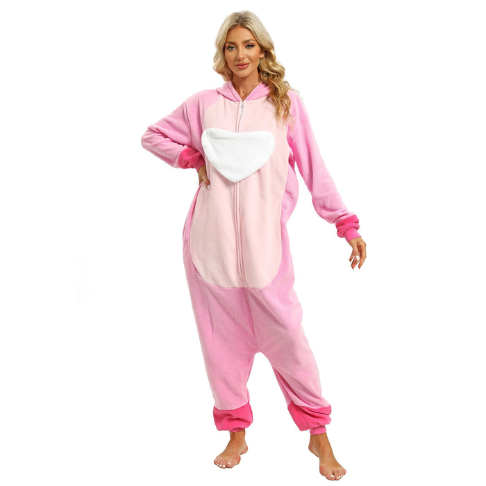 Wishliker Adult Onesie Animal Pajamas Halloween Cosplay Costumes Party Wear Pink S