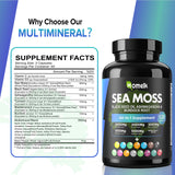 Sea Moss 3000mg Ashwagandha 1000mg Black Seed Oil 2000mg Turmeric 1000mgBurdock 1000mg Bladderwrack 1000mg & Vitamin C & D3 with Elderberry Manuka Dandelion Yellow Dock Iodine Chlorophyll ACV-120Pills