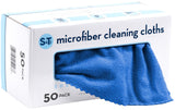 S&T INC. 50 Pack 11.8" x 11.8" Microfiber Cleaning Cloth with Box, Bulk Microfiber Towel for Home, Reusable Microfiber Towels for Cars, Blue