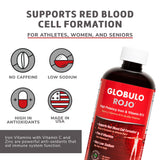 Globulo Rojo Iron Supplement - Liquid Dietary Supplement with High Potency Iron & B Vitamins (Vegan), 16 FL OZ (473 mL)