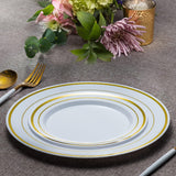 SETUP [60 Piece Combo Gold Trim Plastic Plates - Premium Heavy-Duty 30 Disposable 10.25" Dinner Party Plates and 30 Disposable 7.5" Salad Plates