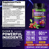 Probiotics for Women - 60 Billion CFUs, 16 Strains, with Cranberry, D-Mannose & Prebiotics - Supports Digestive, Immune, & Vaginal Health - Non-GMO, Dairy & Gluten-Free - 120 Veggie Capsules