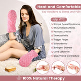 REVIX Microwavable Therapy Mittens Relief for Hands Arthritis Soreness Stiff Joints and Trigger Finger, Microwave Hand Warmers Gloves with Washable Rose Velvet Cover, Gift for Women