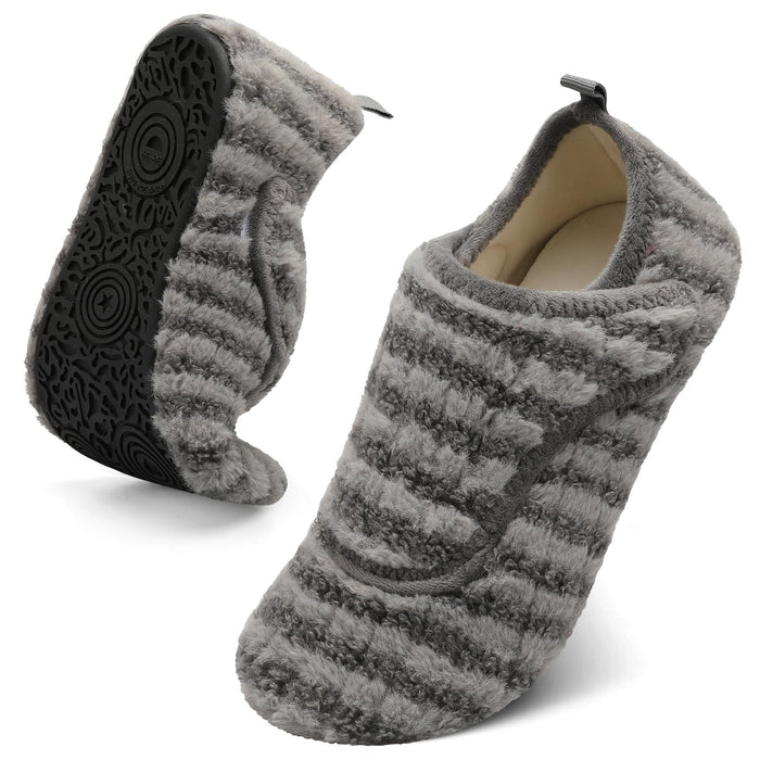 BARERUN Mens Womens Extra Wide Socks Socks for Wide Feet Socks for Elderly Women Non Slip Socks Mens Elderly Gripper Slippers Women Grey 11.5-12.5 Women 10-10.5 Men