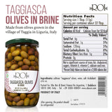 ROI Italian Taggiasca Olives in Brine - Whole Olives with Pits - Product of Italy 17.6oz / 500g