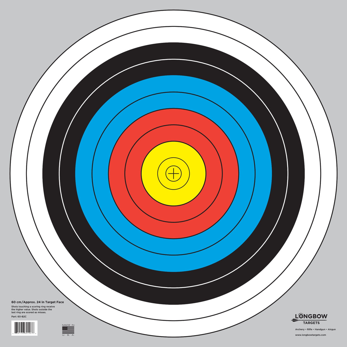 LONGBOW TARGETS 60 cm/24in Bullseye Archery (10 Ring) and Gun Targets